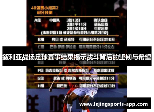 叙利亚战场足球赛事结果揭示战斗背后的坚韧与希望